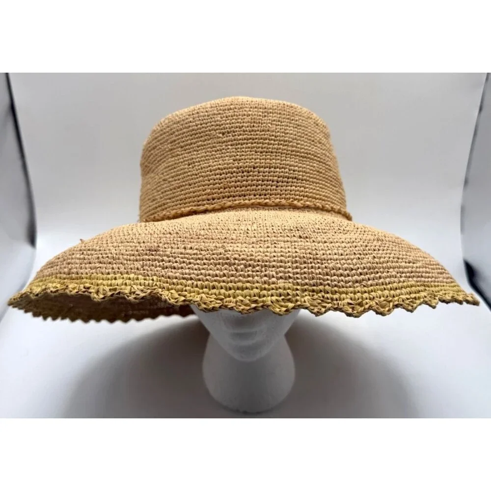 Callanan Wide Brim Straw Sun Hat Upturned Brim Packable Garden Vacation EUC - Picture 8 of 11
